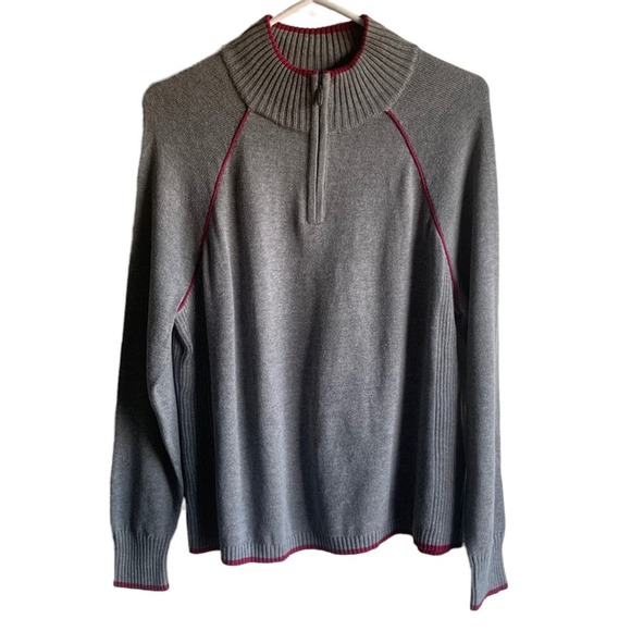 Eddie Bauer Gray Quarter Zip pullover Knit Sweater Size PXL - Picture 1 of 6